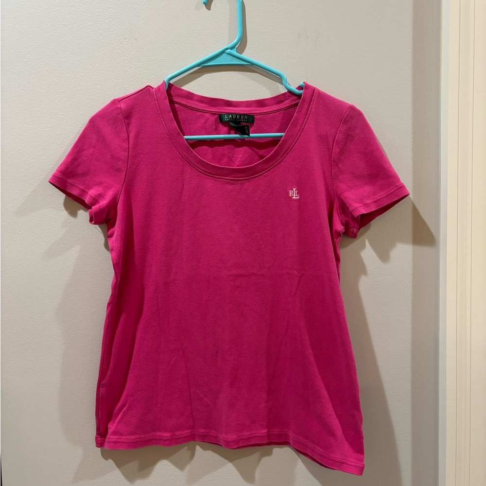 Ralph Lauren Women’s Logo Crew Neck Tee in Hot Pink